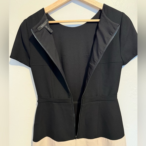 BCBGMaxAzria Hannah Colorblock Mini Dress A-Line Black & Beige US Size 8 Modern - Picture 15 of 16